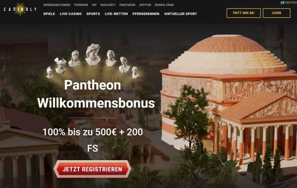 Der Casinoly Willkommensbonus hat bis zu 500€ und 200 Freispiele zu bieten