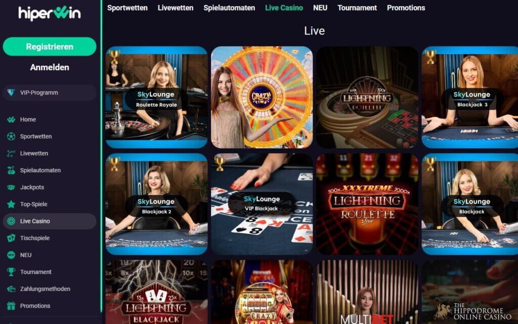 Das Hiperwin Live Casino hat einiges an Abwechslung zu bieten