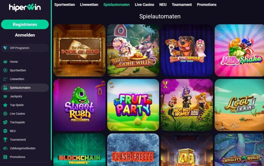 Die mehr als 1700 Slots des Hiperwin Casinos stammen von verschiedenen Spieleentwicklern