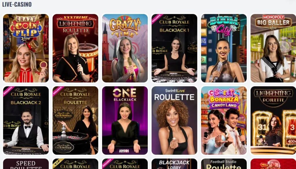 Tischspiele und Spiel-Shows werden im OhMySpins Live Casino angeboten