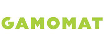 Das Gamomat Logo sticht mit seinem leuchtenden Grün hervor