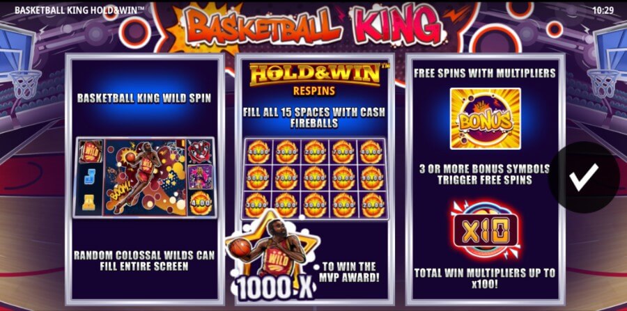Basketball King Hold and Win Funktion